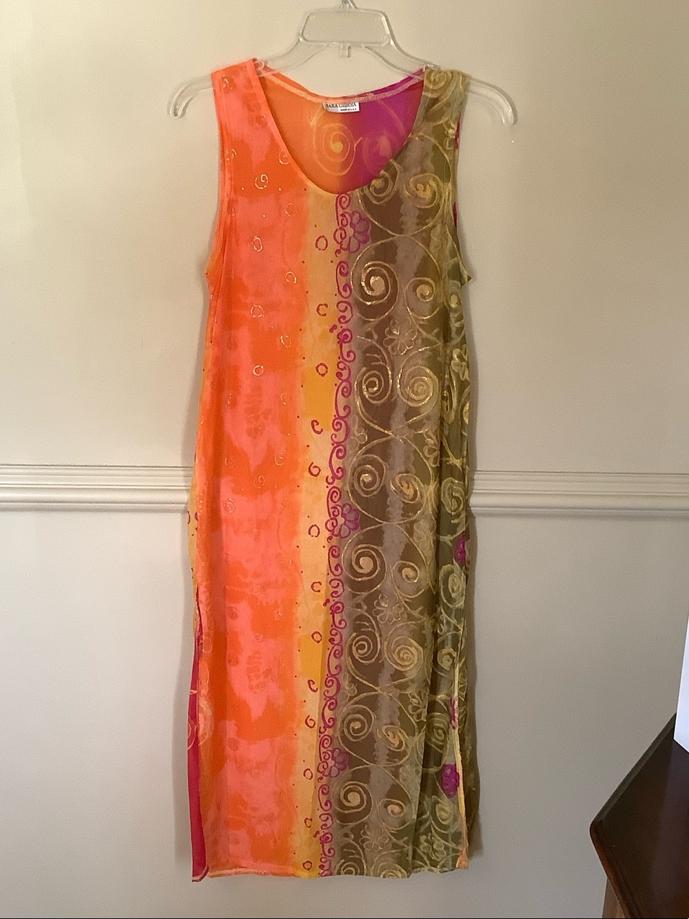 Tara Grinna Vibrant Multicolor Sheer Swim Coverup Dress - Sleeveless